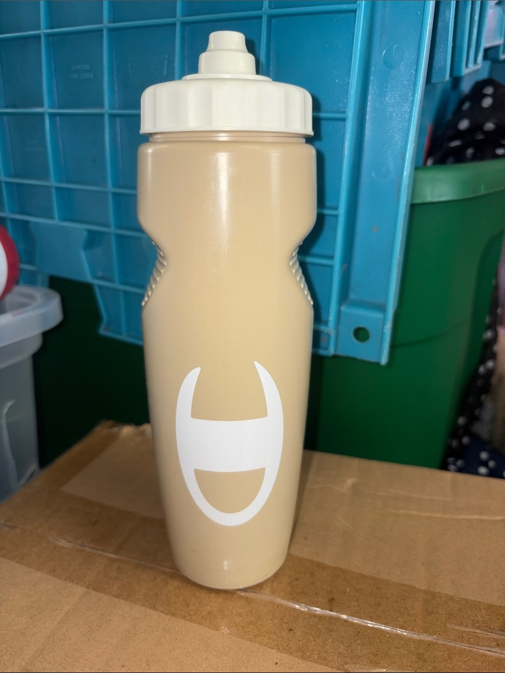 5/$10 Neutral Cream Sports Squeeze Bottle with White Logo